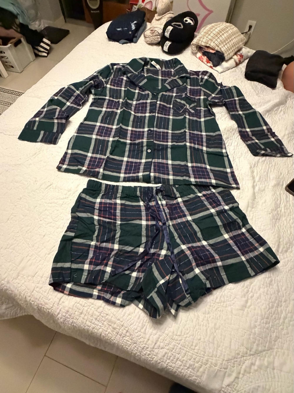 Adore Me Green and Navy Plaid Woman Pajama Set